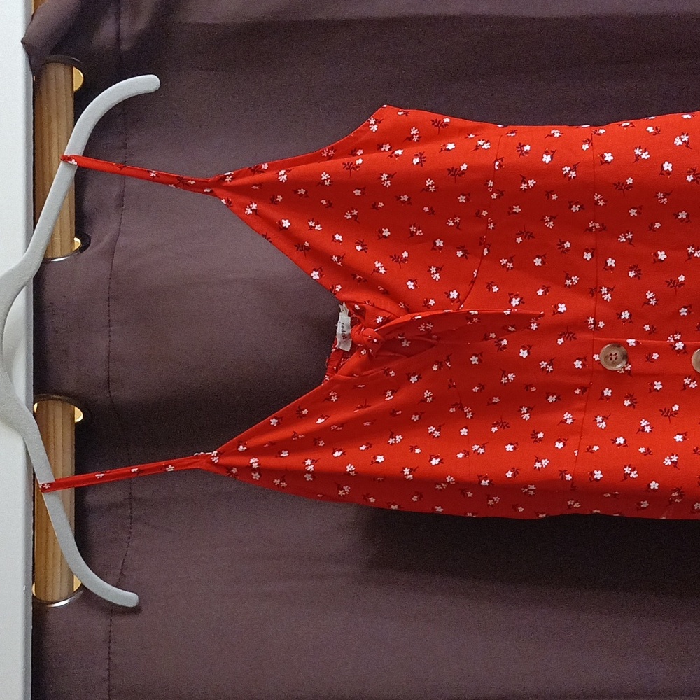 Red floral dress